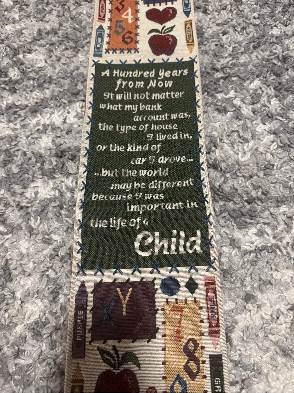 Teacher Schoolhouse Tapestry Wall Hanging “A Hundred Years From Now”